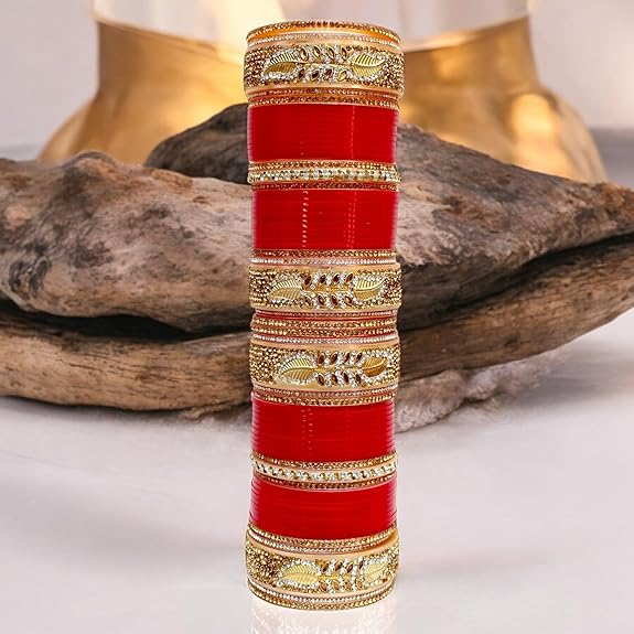 Tehzeeb Creations Bridal Bangle Set Red Designer Chura Wedding Punjabi Choora Fashion Jewellery Chuda Set for Women - Distacart