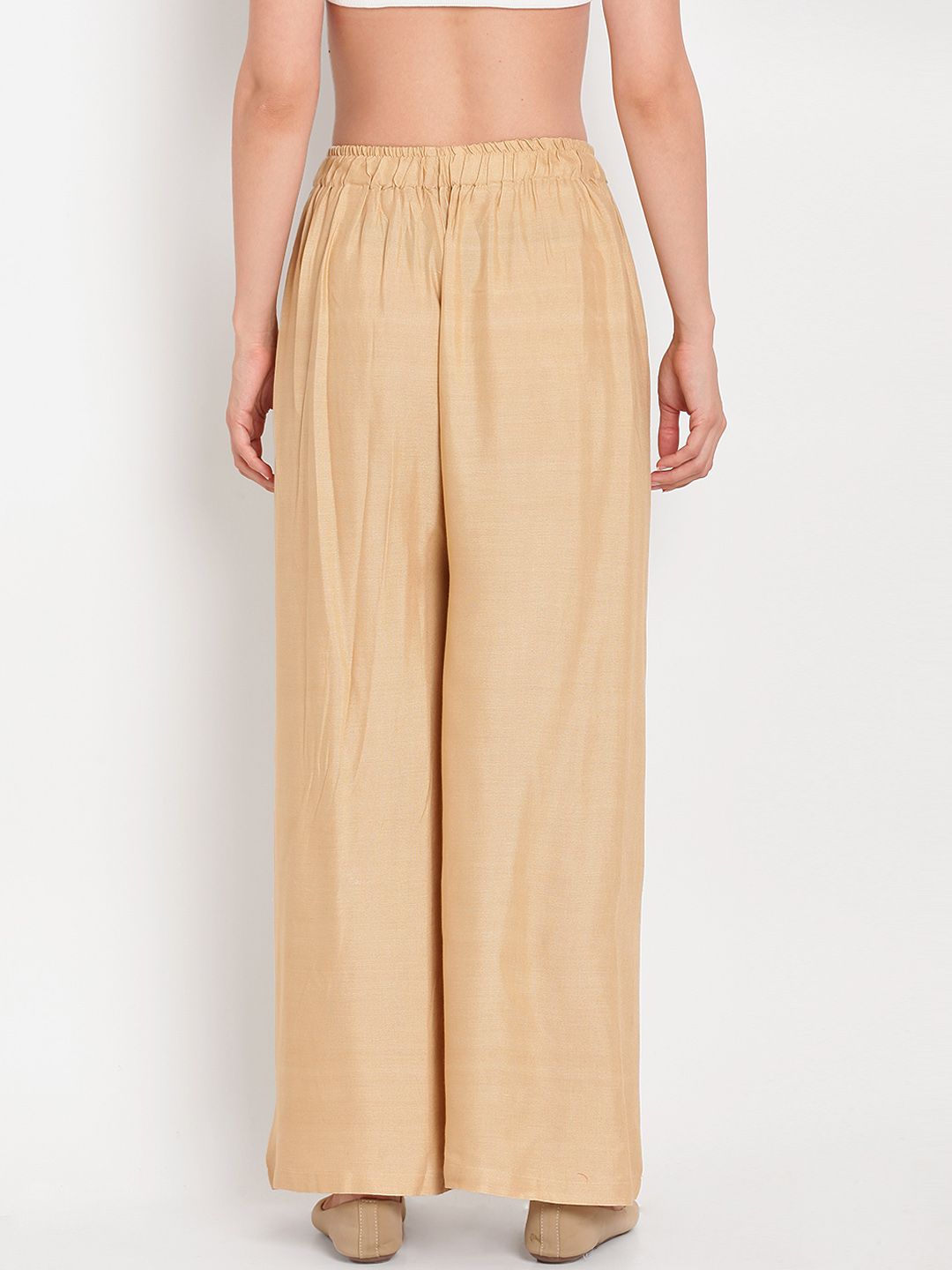 TAG 7 Women Beige Solid Flared Palazzos
