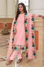 Thumbnail for Monjolika Fashion Light Pink Embroidered Georgette Churidar Salwar Suit