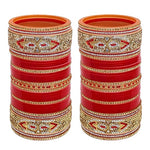 Thumbnail for Tehzeeb Creations Bridal Bangle Set Red Designer Chura Wedding Punjabi Choora Fashion Jewellery Chuda Set for Women - Distacart