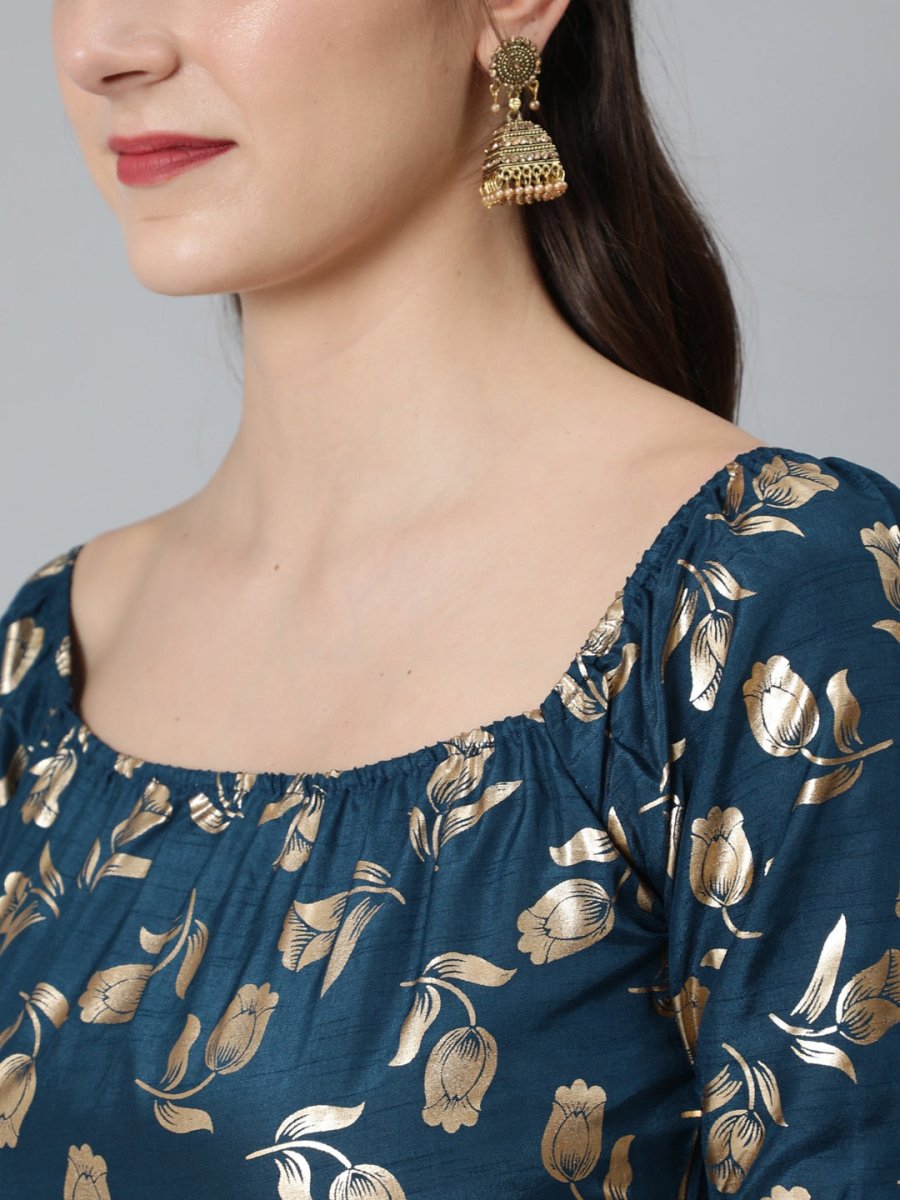 Aks Floral Yoke Design Anarkali Kurta - Distacart