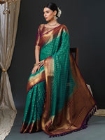 Thumbnail for NOZ2TOZ Women's Georgette Burgundy Woven Design Designer Saree With Blouse Piece - Distacart