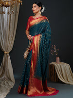 Thumbnail for NOZ2TOZ Women's Georgette Red Woven Design Designer Saree With Blouse Piece - Distacart