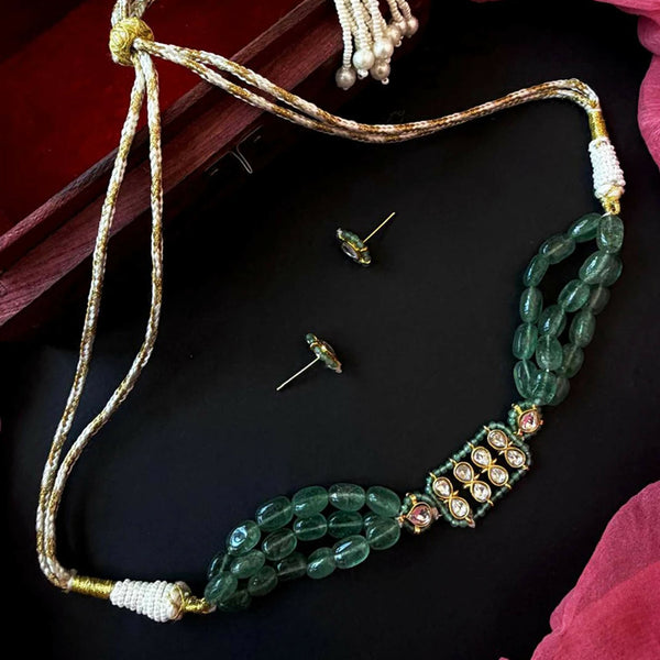 Joban Fashion Women Green Pachi Kundan Stone Beaded Choker Necklace - Distacart
