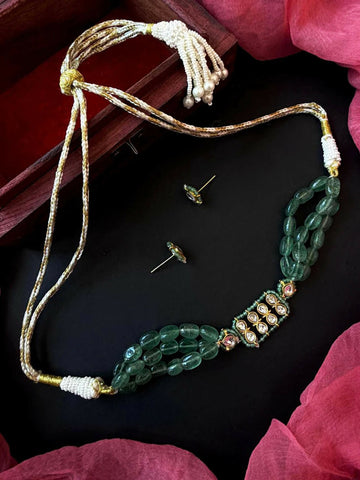 Joban Fashion Women Green Pachi Kundan Stone Beaded Choker Necklace - Distacart