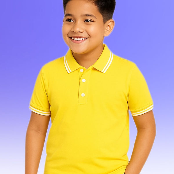 Chilins Boys Solid Polo Tshirt, Color- Yellow