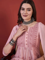 Thumbnail for Anouk Floral Embroidered Thread Work Pure Cotton Kurta with Trousers & Dupatta