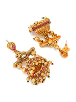 Thumbnail for Aadita Gold-Toned Geometric Jhumkas Earrings - Distacart