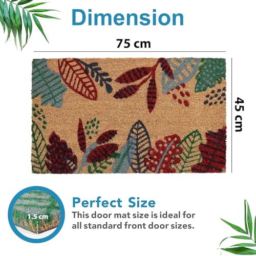 HOKIPO Large Printed Coir Doormats for Entrance Main Door Mat - Dista