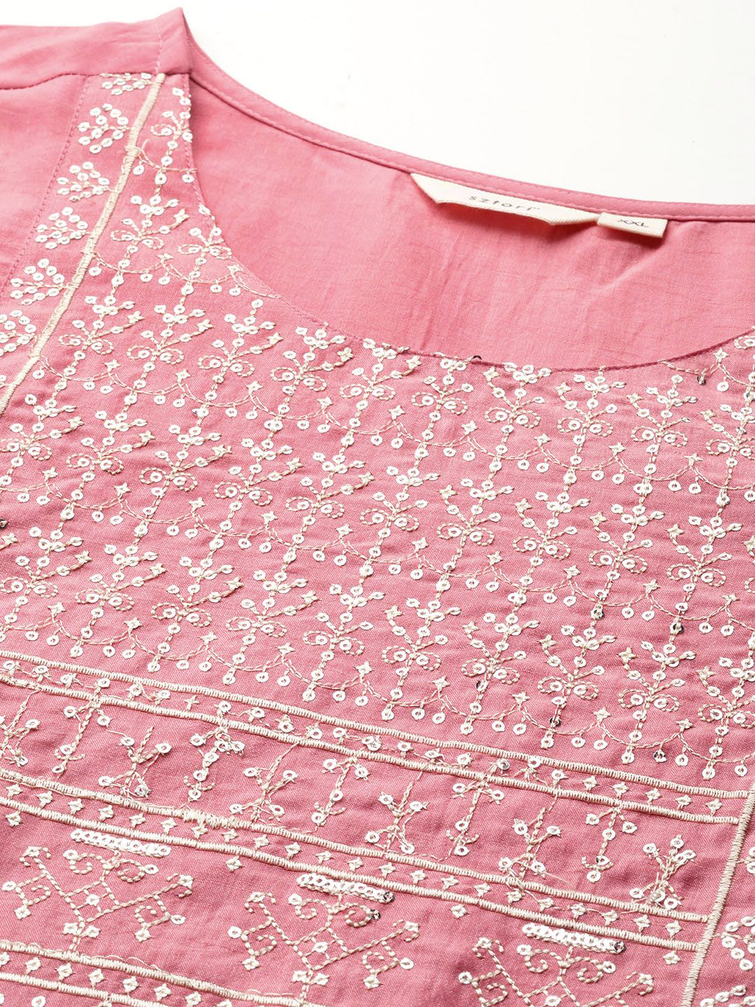 Sztori Plus Size Ethnic Motifs Embroidered Sequinned Gotta Patti Detailed Kurta - Distacart