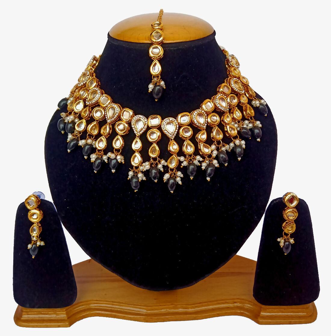 Joban Fashion Hand Made High Quality Gold Plated Base Metal Alloy Kundan Stone Studded Kundan Jewellery Set - Distacart