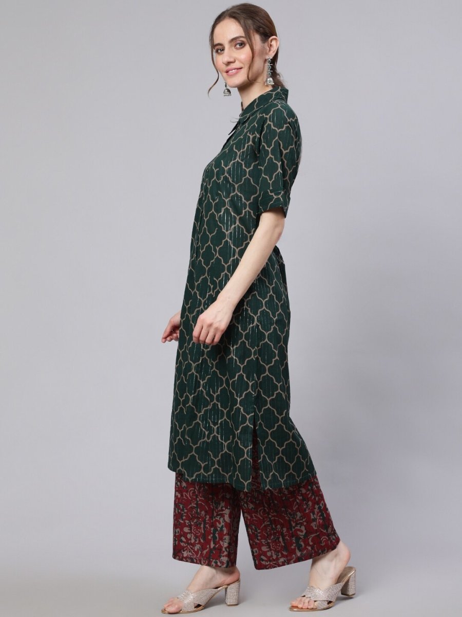 Aks Geometric Printed Pathani Cotton Kurta - Distacart