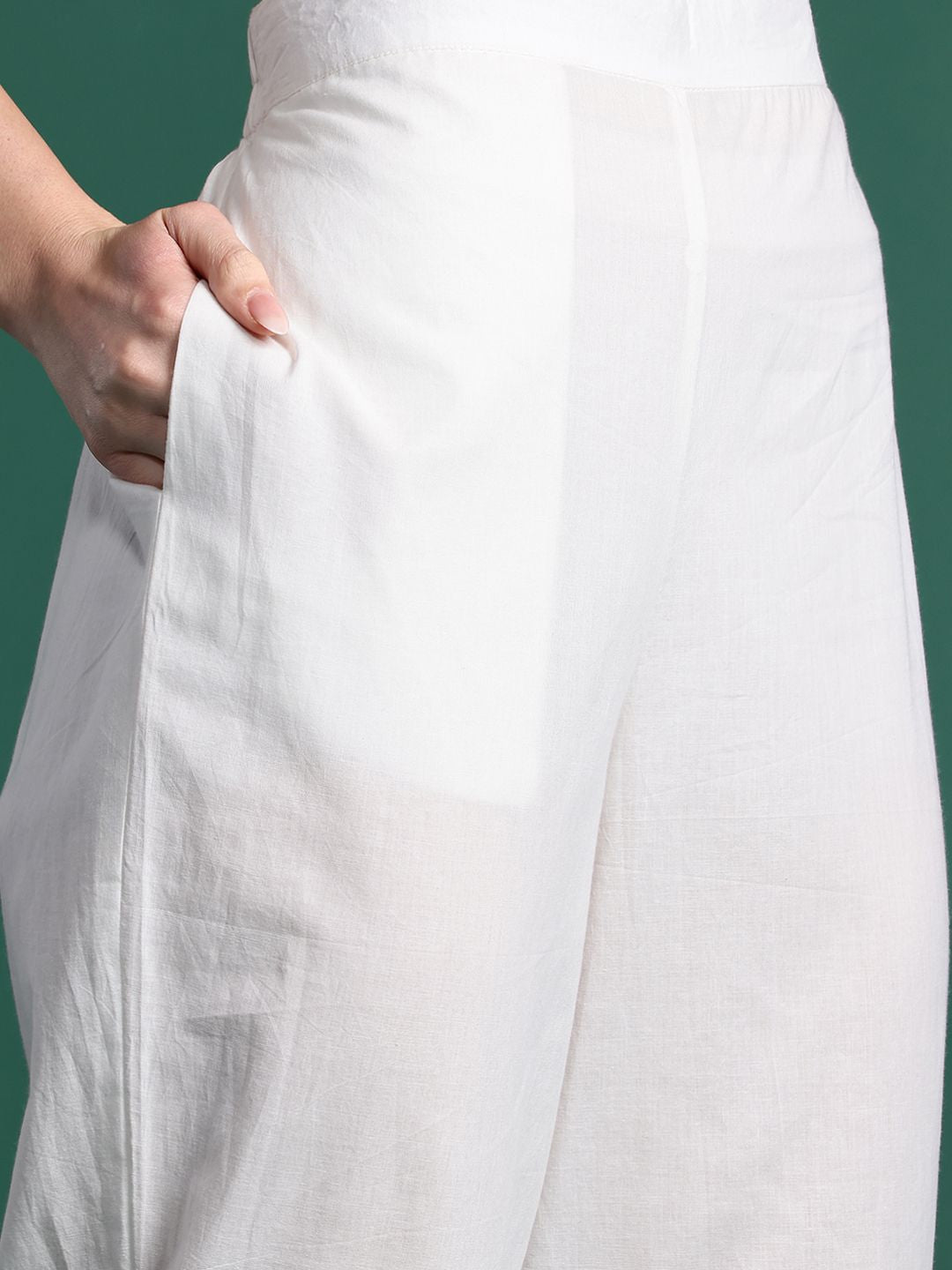 Indo Era Floral Embroidered Pure Cotton Kurta with Trousers & Dupatta