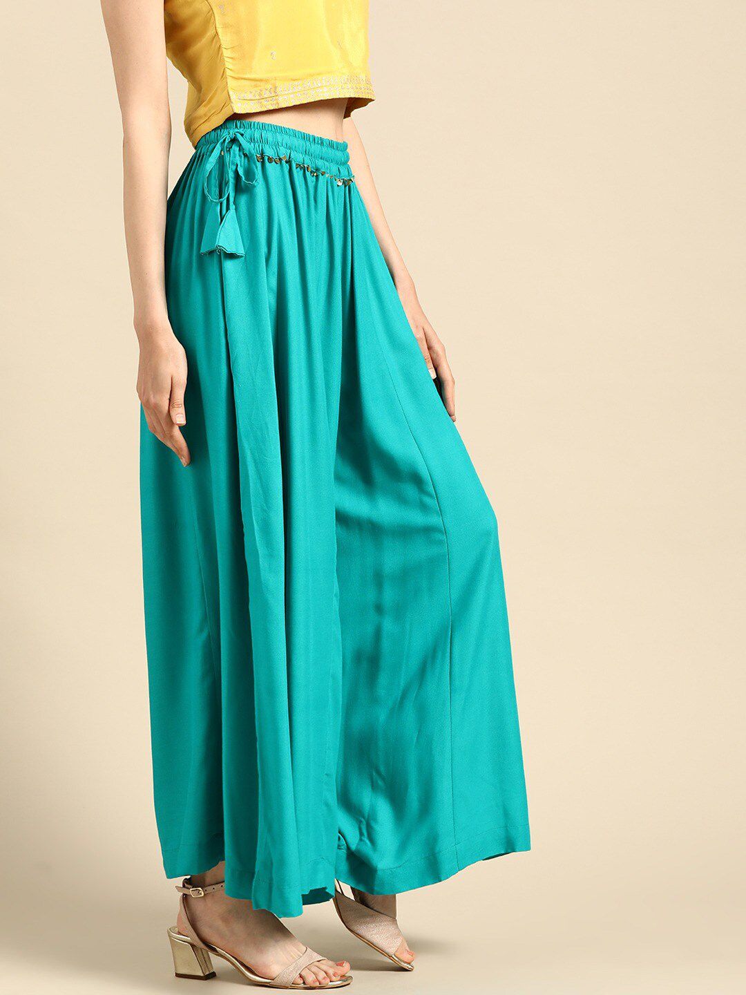 TAG 7 Women Flared Ethnic Palazzos - Distacart