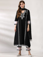 Thumbnail for Anouk Ethnic Motifs Embroidered Regular Pure Cotton Kurta With Trousers & Dupatta