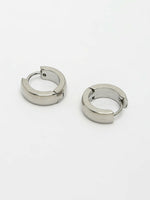 Thumbnail for NVR Men's Silver-Plated Stainless Steel Hoop Earrings - Distacart