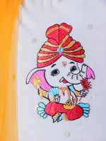 Thumbnail for Lil Drama Janmashtami Girls Orange Lehanga and White Choli with Dupatta Ethnic Set - Distacart