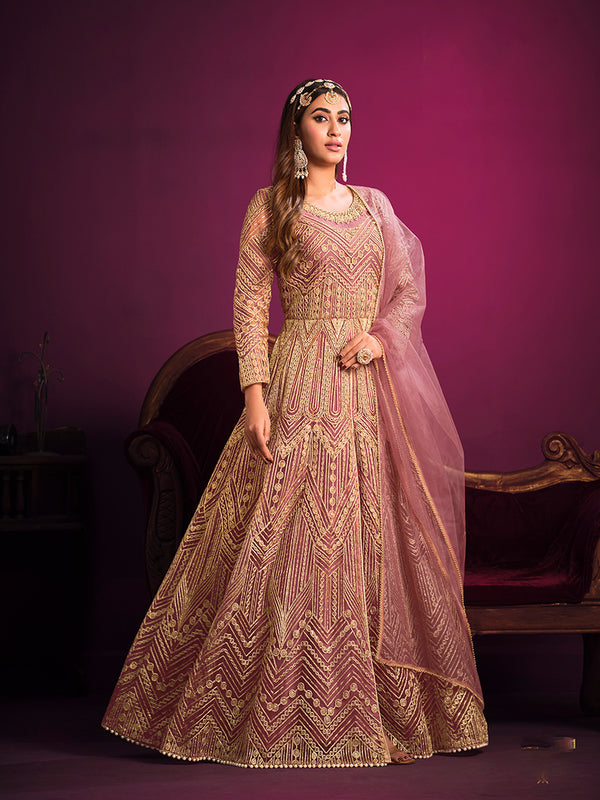 Monjolika Fashion Light Pink Sangeet Net Designer Salwar Suit