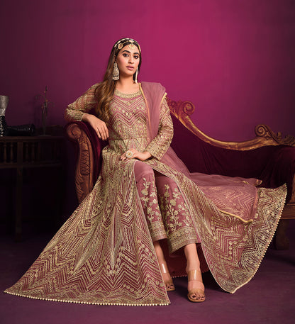 Monjolika Fashion Light Pink Sangeet Net Designer Salwar Suit - Distacart