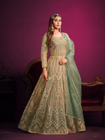Thumbnail for Monjolika Fashion Light Green Sangeet Net Designer Salwar Suit - Distacart