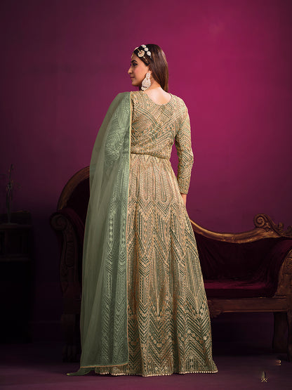 Monjolika Fashion Light Green Sangeet Net Designer Salwar Suit - Distacart