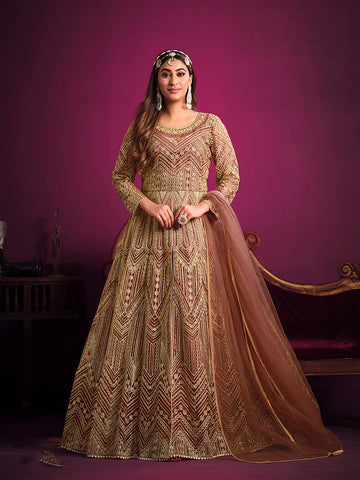 Monjolika Fashion Peach Sangeet Net Designer Salwar Suit - Distacart