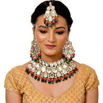 Thumbnail for Tehzeeb Creations Back Meenakari Gold-Polished Multicolor Color Tika Earring Jewellery Set Uncut Big Faux Kundan Dibbi Kundan Choker Necklace Set - Distacart