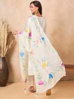 Thumbnail for Anouk Women Floral Embroidered Regular Thread Work Pure Cotton Kurta with Trousers & With Dupatta
