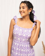 Thumbnail for FIORRA Women's Lavender Cotton Floral Printed Dress - Distacart