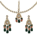 Thumbnail for Tehzeeb Creations Gold-Polished Multicolor Kundan Stone/Uncut Kundan/Dibbi Kundan/Meena Kundan/Lucknow Kundan Bridal Set for Girls & Women - Distacart