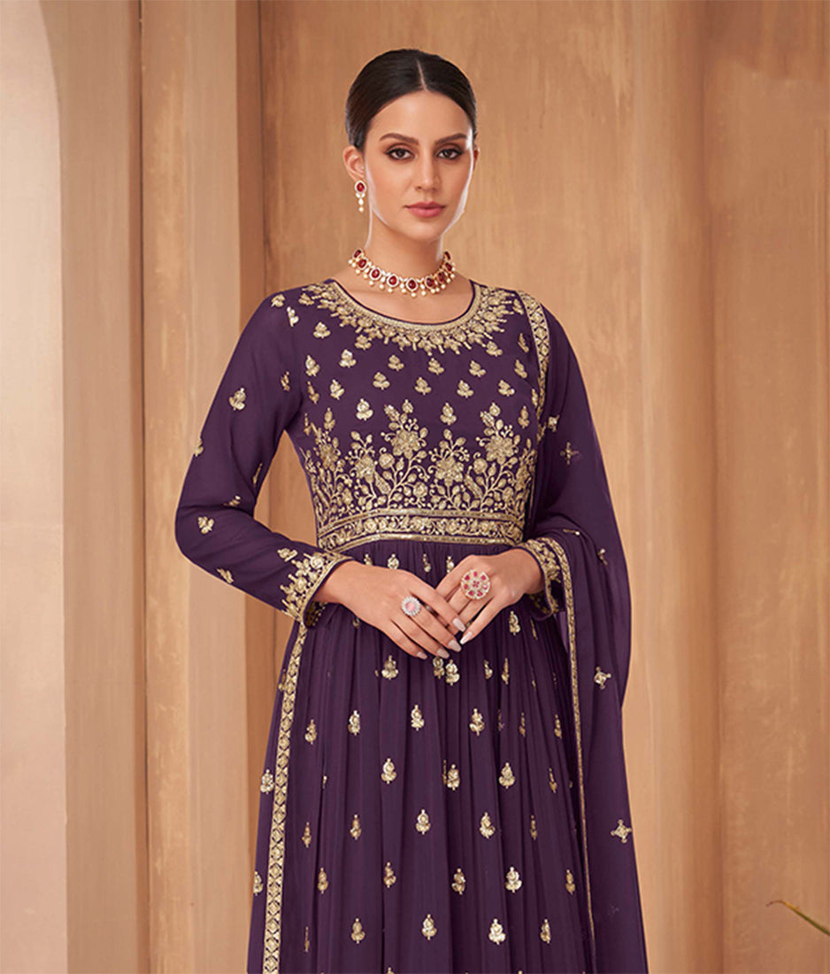 Monjolika Fashion Black Color Georgette Sequins Work Palazzo Salwar Suit