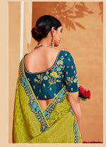Thumbnail for Monjolika Fashion Light Green And Teal Color Heavy Silk Embroidered Half Nd Half Saree