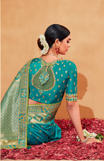 Thumbnail for Monjolika Fashion Turquoise Color Heavy Silk Embroidered Half Nd Half Saree - Distacart