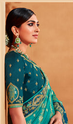 Thumbnail for Monjolika Fashion Multi Color Heavy Silk Embroidered Half Nd Half Saree - Distacart