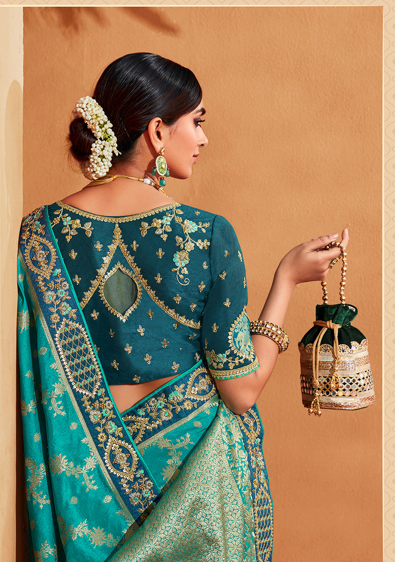Monjolika Fashion Multi Color Heavy Silk Embroidered Half Nd Half Saree - Distacart