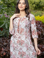 Thumbnail for Sangria Floral-Printed Straight Kurtas
