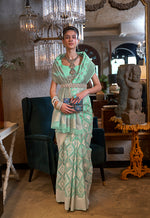 Thumbnail for Monjolika Fashion Light Blue Color Linen Trendy Saree With Blouse