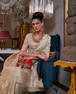 Thumbnail for Monjolika Fashion Cream Color Linen Trendy Saree With Blouse