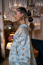 Thumbnail for Monjolika Fashion Sky Blue Color Linen Trendy Saree With Blouse