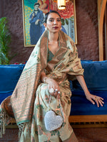 Thumbnail for Monjolika Fashion Light Green Color Organza Weaving Print Saree