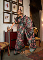 Thumbnail for Monjolika Fashion Black Color Silk Printed Classic Saree