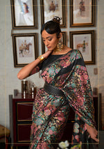 Thumbnail for Monjolika Fashion Black Color Silk Printed Classic Saree