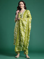 Thumbnail for Indo Era Women Floral Printed Regular Beads and Stones Kurta with Trousers & With Dupatta
