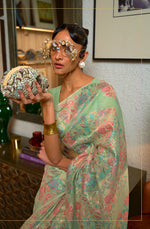 Thumbnail for Monjolika Fashion Light Green Color Silk Printed Classic Saree
