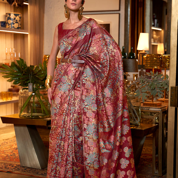 Monjolika Fashion Red Color Silk Printed Classic Saree