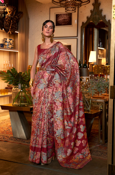 Monjolika Fashion Red Color Silk Printed Classic Saree