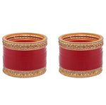 Thumbnail for Tehzeeb Creations Bridal Bangle Set Wedding punjabi chuda, Designer chura CZ Stone Maroon Color Choora Set for Women - Distacart