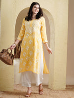 Thumbnail for ADA Floral Lucknowi Chikankari Straight Kurta - Distacart