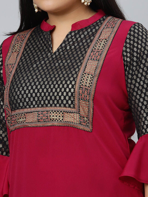 Sztori Plus Size Abstract Printed Straight Kurta with Trousers - Distacart