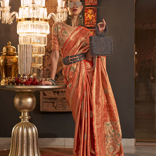 Monjolika Fashion Orange Color Silk Women'S Traditional Saree - Distacart